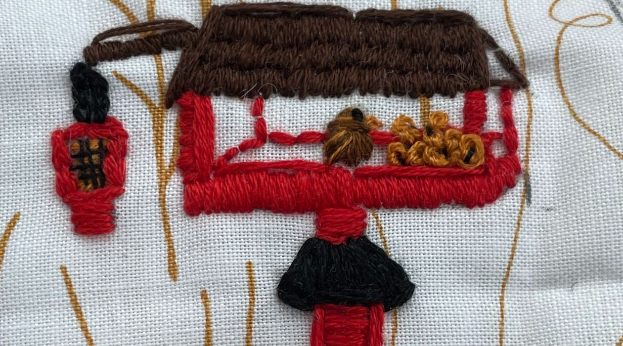 How to Embroider a Sparrow and Feeder